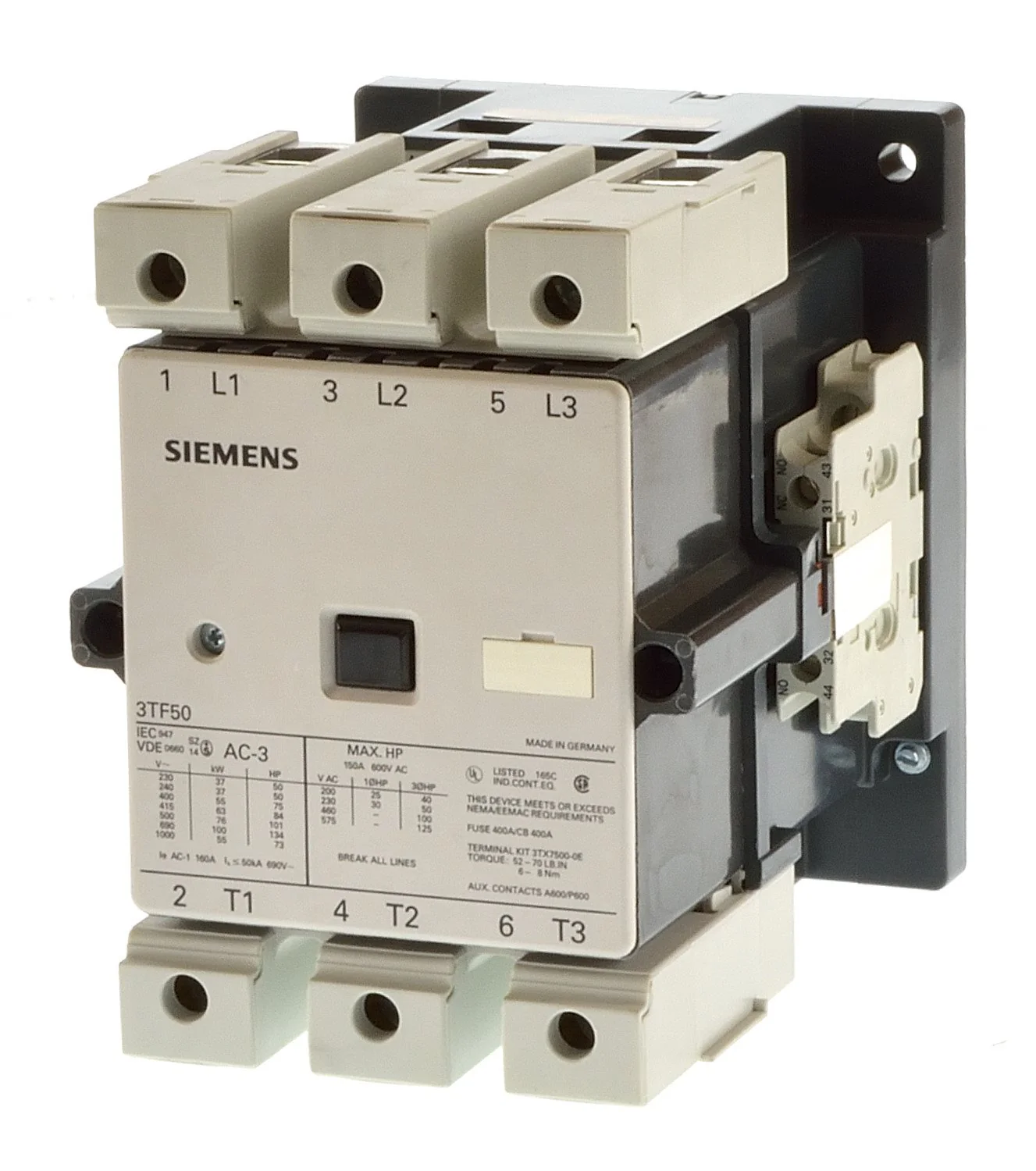 Siemens 3SB52030UC01 - MUSHROOM ACTUATOR 40mm PUSH TO TRIP TURN TO RELEASE with1NC